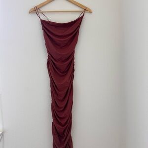 Elegant Burgundy Draped Dress